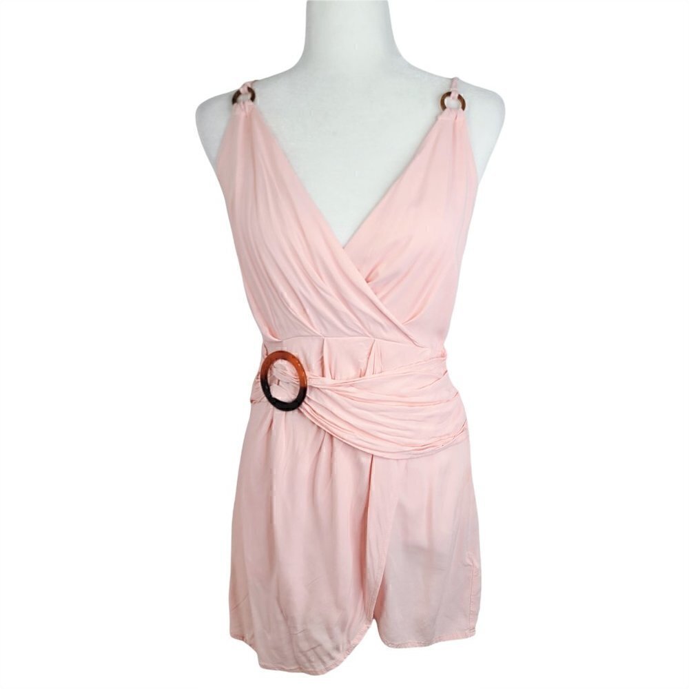 FINDERS KEEPERS Faux Wrap Blush Pink O Ring Strappy Mini Dress